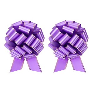 Unique Bargains Christmas Wedding Car Basket Gift Wrapping Large Organza Pull Bow 2 Pcs - 1 of 4