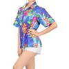 LA LEELA Women's Button Down Blouses Floral Party Shirt Blouse Short Sleeve Vacation Button Up Dress Hawaiian Shirts Tank Top Women - 4 of 4