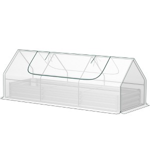 8.6 x 3 x 1ft Raised Garden Bed with Mini Greenhouse, Galvanized Raised Garden Bed with Cover for Herbs and Vegetables - 1 of 4