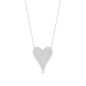 SHYMI Large Pavé Heart Necklace – .925 Sterling Silver, 14k Gold-Plated - Rhodium Plated, Cubic Zirconia Pavé Detailing, Adjustable Chain - 1 of 1