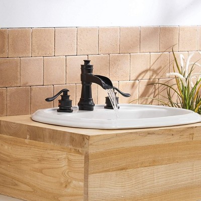 Matte Black Bronze 2-Handle Waterfall Bathroom Faucet with Pop-Up Drain