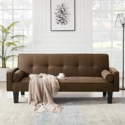 NicBex 71.65 Inch Button Tufted Convertible Sofa Bed with 2 Arm Pillows for Living Room,Apartment,Bedroom