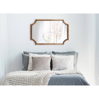 Rustic Brown Full Length Scalloped Wood Vanity Mirror