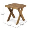 Outdoor Wooden End Tables, Modern Square Side Table, Acacia Wood Tables With Cross Base, Rustic Small Coffee Table For Patio, Teak - 4 of 4