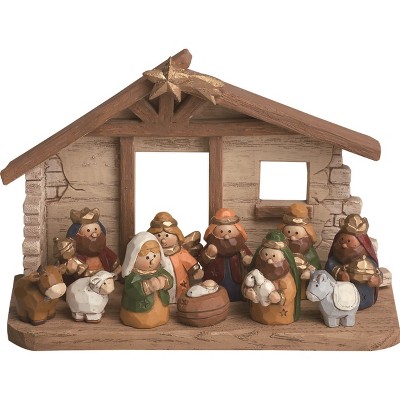Transpac Resin 6 in. Christmas Kids Nativity with Creche Set of 12
