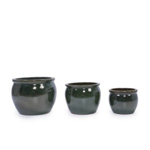 Syemin Planters 3 Pieces Ceramic Flowerpot with Drainage Hole, Modern Planter for Patio, Garden or Windowsills, Green, 14.57"*14.57"*11.61" - 1 of 4