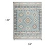 HomeRoots 8' X 10' Blue Light Blue and Orange Geometric Flatweave Area Rug - 3 of 4