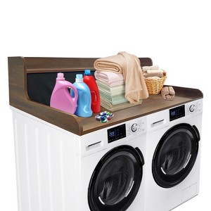 2-Tier Washer Dryer Countertop with 2 Drawers,Wood Laundry Countertop with 2.75" H Edge Rails,Waterproof Washer Dryer Cover with Anti-Slip Pads - 1 of 4