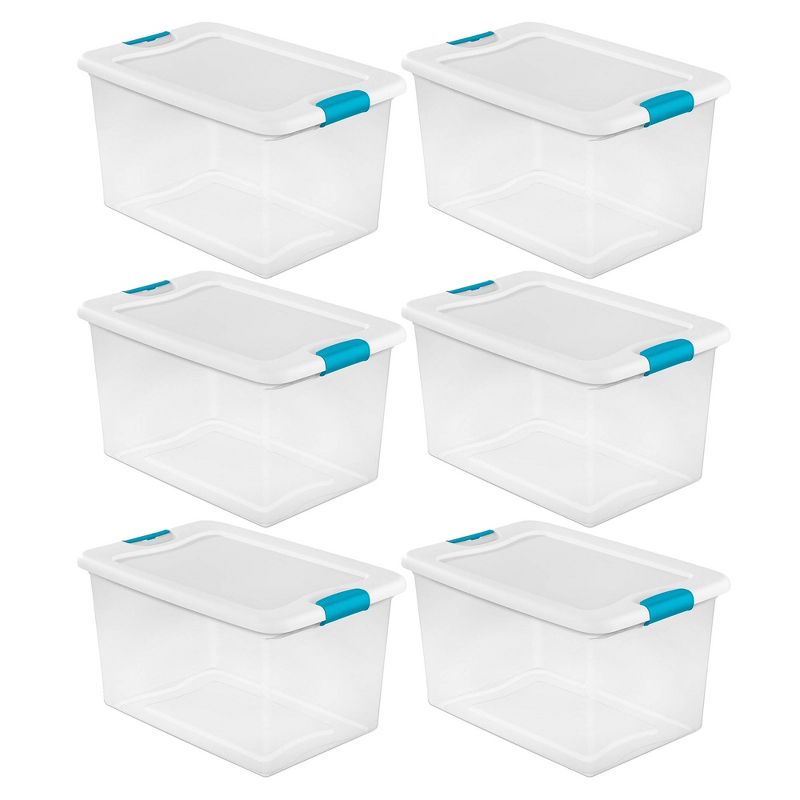 Sterilite 64 Quart Clear Plastic Stackable Storage Container Bin Box Tote with White Latching Lid Organizing Solution for Home & Classroom, 1 of 7