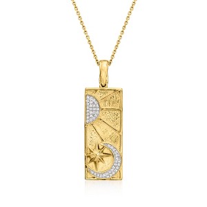 Ross-Simons 0.15 ct. t.w. Diamond Celestial Tag Pendant Necklace in 18kt Gold Over Sterling - 1 of 4