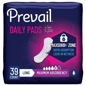 Prevail Daily Pads Female Incontinent Pad Long Length 13