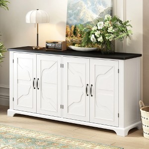 NicBex 4-Door Buffet Cabinet with 4 Metal Handles,Modern Sideboard Cabinet with Pine Doors and Legs,Storage Cabinet for Living Room - 1 of 4
