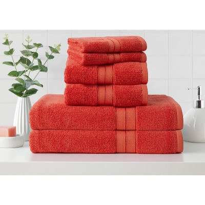 6pk Cotton Rayon from Bamboo Bath Towel Set Coral - Cannon