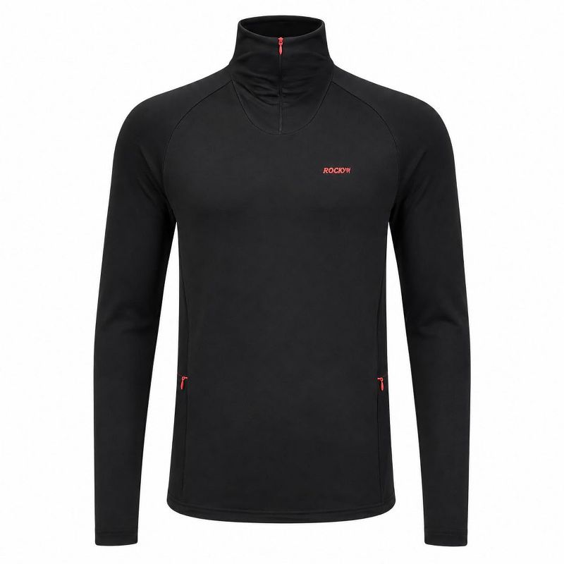 Rocky Men’s Quarter Zip Pullover, Lightweight Stretch Athletic 1/4 Zip Golf Sweatshirt, Long Sleeve Thermal Shirt for Menn (Black - Small)