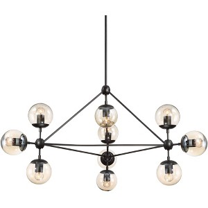 Possini Euro Design Gable Black Large Chandelier 41 1/2" Wide Mid Century Modern Cognac Glass Shade 10-Light Fixture for Dining Room Kitchen Island - 1 of 4