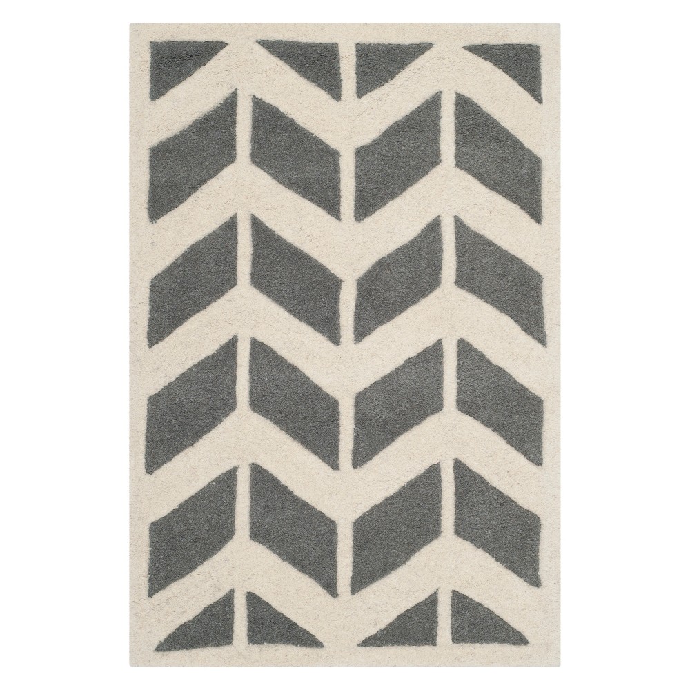  Chevron Accent Rug Dark Gray/Ivory