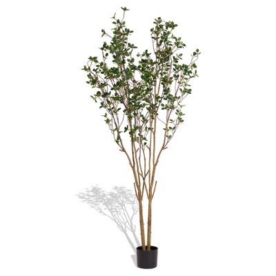 SKRAN 63'' Artificial Bonsai Tree,Double Pole Faux Green Plant with Leaves,Stable Base, Simulated Tropical Bonsai Tree for Living Room,Office,Patio.