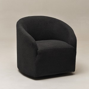 KINWELL Boucle Upholstered Swivel Barrel Accent Armchair - 1 of 4