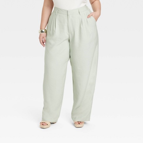 Women's High-rise Straight Trousers - A New Day™ Light Green 18