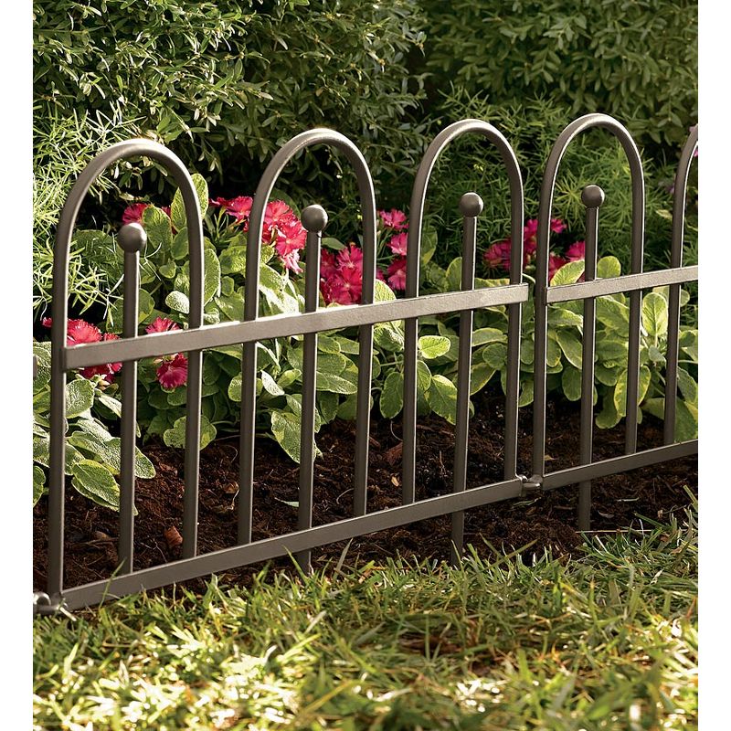 Plow & Hearth - Pewter Wrought Iron Fence - Outdoor Garden Edging with Decorative Design, 2 of 12