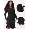 Allegra K Women's Mermaid Cocktail Party Long Sleeve Side Ruched Knee Length Bodycon Dress - 2 of 4
