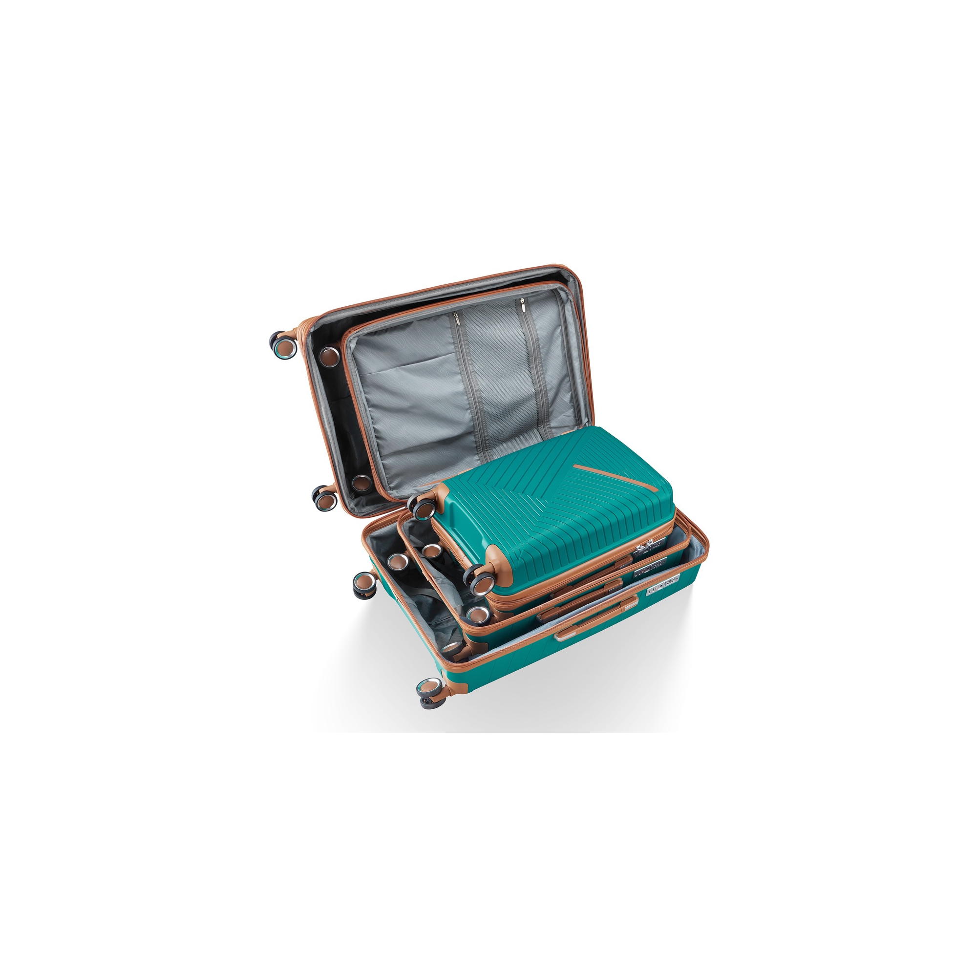 Whisen 4-Piece Luggage Set with Spinner Wheels & TSA Lock (14"/20"/24"/28") - Coral Green