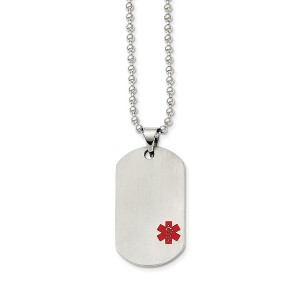 Black Bow Jewelry Titanium Medical Dog Tag on Stainless Steel Necklace 22 Inch - 1 of 4