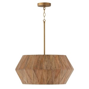 Capital Lighting Nadeau 4 - Light Pendant in  Light Wood/Patinaed Brass - 1 of 4