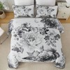 Grey Boho Floral Quilt Set Queen, 3 - Piece Reversible Bedspread with 2 Pillow Shams - 3 of 4