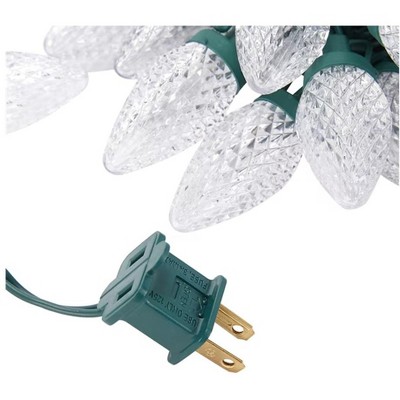 Warm White Faceted C9 LED Christmas String Lights, 24.5 Feet