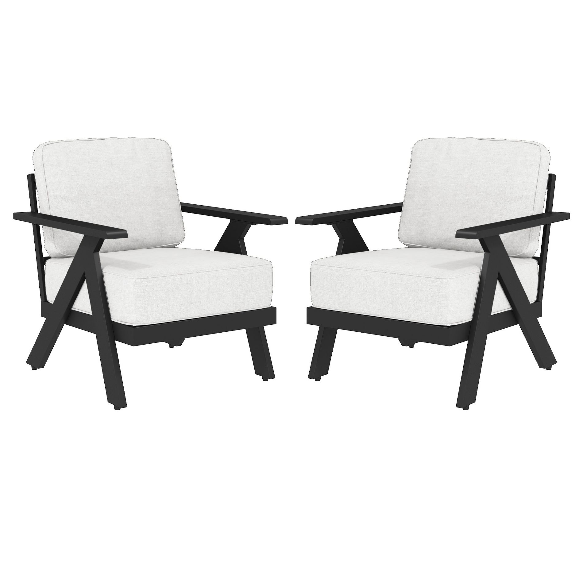 YARDSIGHT 2-Piece Outdoor Patio Lounge Chairs with Cushions, Modern Aluminum Frame Armchairs for Garden, Backyard, Deck, or Poolside