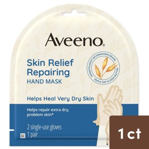 Aveeno Repairing CICA Hand Mask with Prebiotic Oat & Shea Butter for Extra Dry Skin, Fragrance-Free - 1 of 4