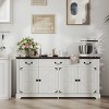 Vipbear 65" White Modern Sideboard Buffet, Credenza With Storage Cabinets Wine Bar Storage Cabinet For Kitchen - 2 of 4