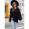 Womens Oversized Sweater Lantern Sleeve Sweater 2025 Fall Outfits Trendy Crew Neck Loose Fit Below Hip Sweater Winter Warm Tops Basic Jumper - 3 of 4
