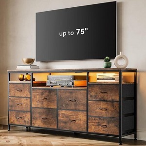 63.3 Inch Dresser for Bedroom, 10 Drawer Dresser Tv Stand for 65 70 75 Inch Tv, with Led Lights & Power Outlets,  Living Room - 1 of 4