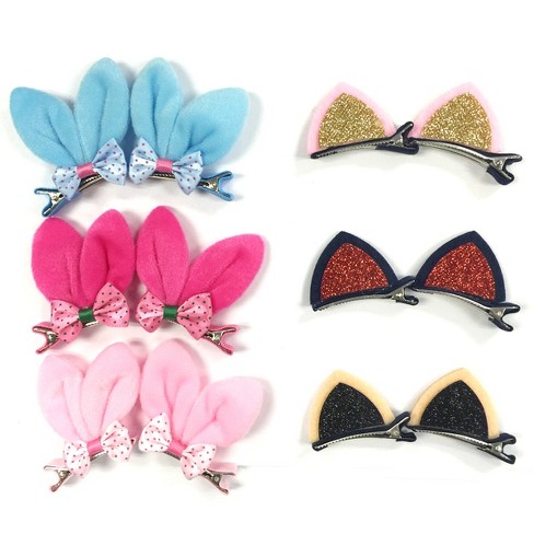 Wrapables Dress Up Bunny And Kitty Ears Hair Clips Set Of 6 Target