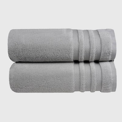 2pc Finesse Ultrafine Zero Twist Cotton Bath Towel Set Gray - Trident Group