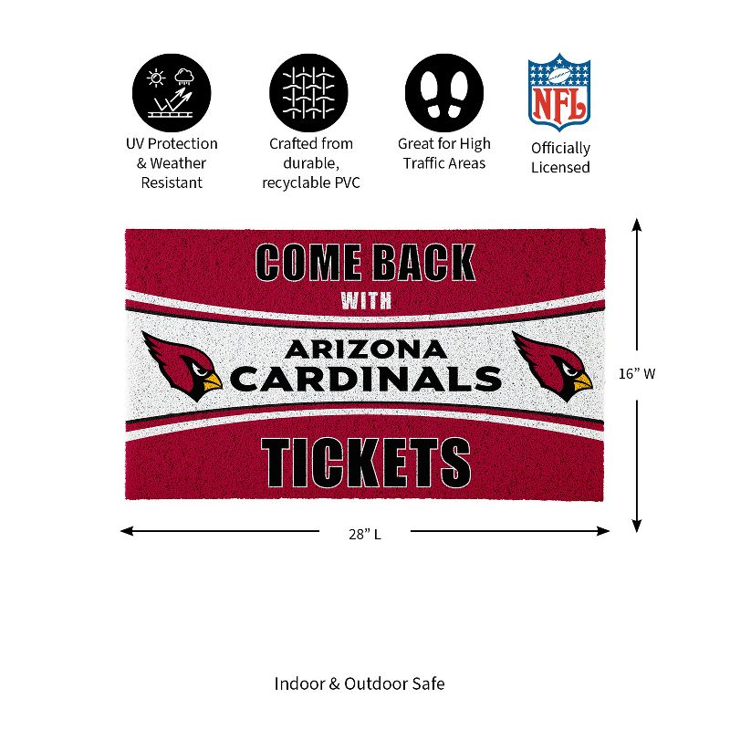 Evergreen Come Back with Tickets Arizona Cardinals 28" x 16" Woven PVC Indoor Outdoor Doormat, 2 of 7