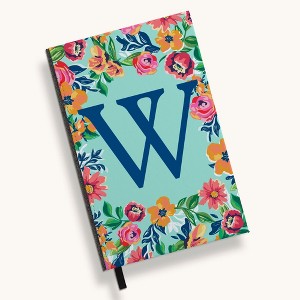 Personalization Mall Flowery Initial Journal, Blue Aqua - 1 of 4