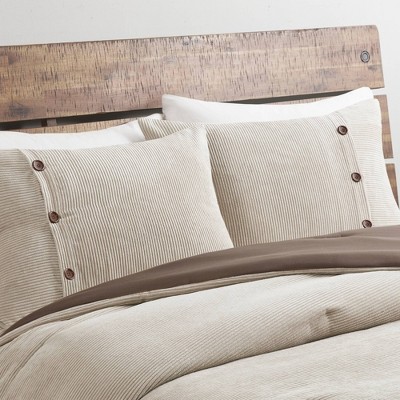Tan Full Corduroy Comforter Set with Decorative Pillows