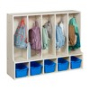 ECR4Kids Streamline 5-Section Coat Locker with Bench and Scoop Front Storage Bins, Toddler Size, White Wash - 4 of 4