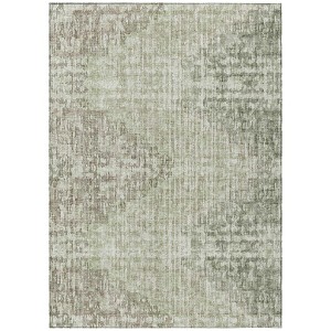 Fern Green And Ivory Geometric Washable Indoor Outdoor Area Rug - 1 of 4