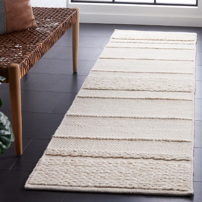 Ivory Hand Woven Wool Runner Rug, 2'3" x 8'