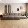 135"Large size modular cloud sofa 6 seats down sofa bed apartment living room sofa,Camel(Plush Corduroy Fabric) - 2 of 4