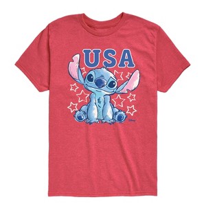 Boys' Disney USA Stitch Stars Short Sleeve Graphic T-Shirt - Heather Red - Medium - 1 of 4
