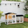 Skyzone 58" Fir Wood Rabbit Hutch with Run, Lockable Doors, Removable Tray, Asphalt Roof & Ramp for - 4 of 4