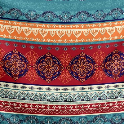 Boho Mandala Red Teal Blue Orange Pillow Sham Set