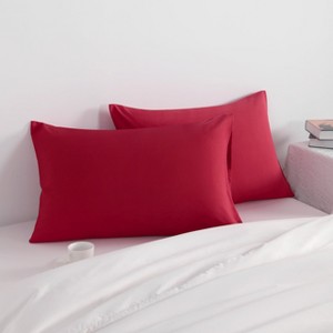 2 Pack Brushed Microfiber Pillowcases, Super Soft Pillowcases with Envelope Closure - NTBAY - 1 of 4