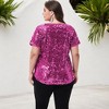 Anna-Kaci Women's Plus Size Short Sleeve Sequin Top Round Neck - 4 of 4