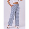 INSPIRE CHIC Women's Cotton Stretchy Elastic Waist Straight Wide-Leg Pajama Pants with Pockets - 2 of 4